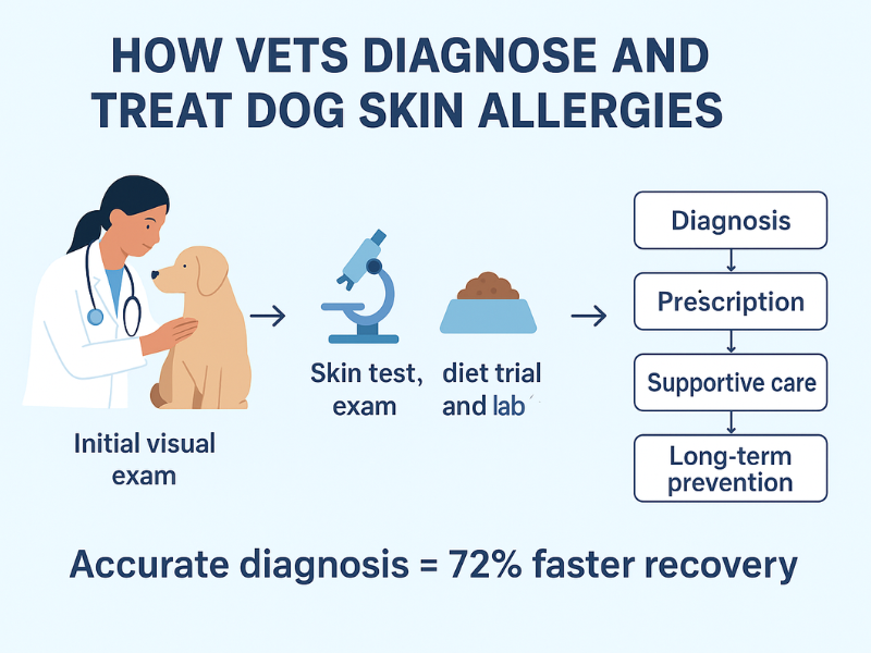 How veterinarians diagnose and treat dog skin allergies using tests, diet trials, and medicine for fast relief.