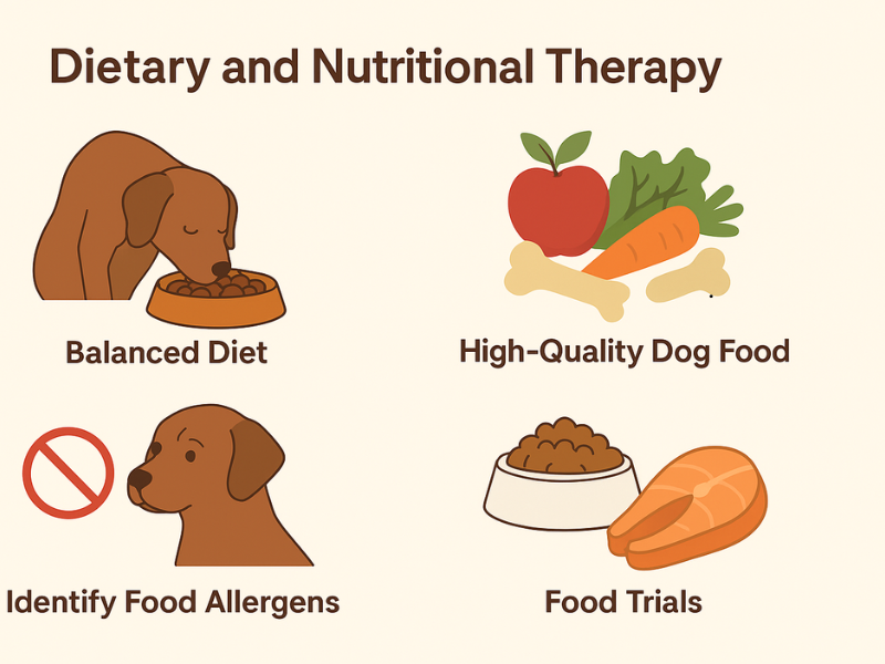 Balanced and hypoallergenic diet for dogs to support skin allergy treatment and improve coat health.