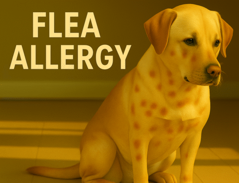 Dog with flea allergy dermatitis getting natural home treatment